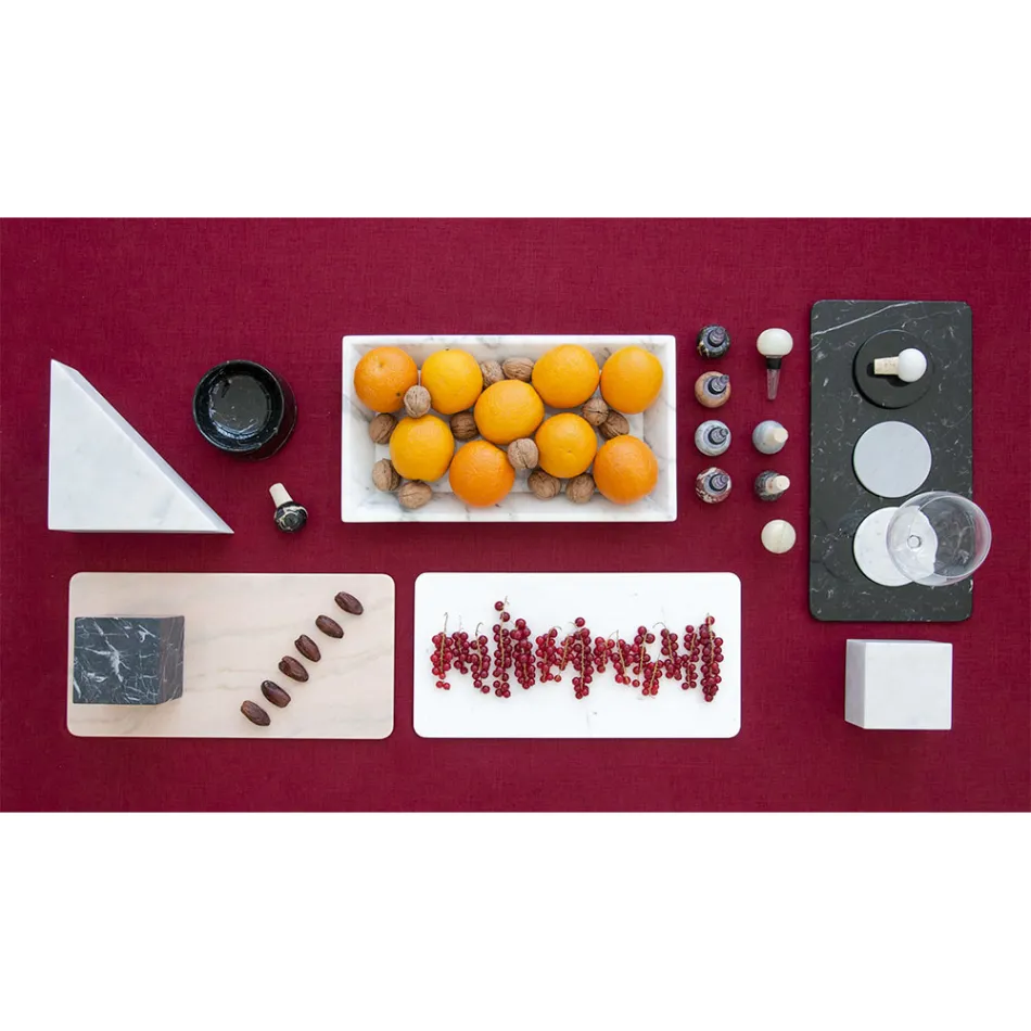 Rektangulært bakke i hvid Carrara-marmor fremstillet i Italien - Vassili Viadurini