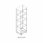 Vægudstilling i glas og hvidt træ, hjul og oplyste hylder - Armilla Viadurini