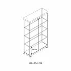 Vægudstilling i glas og hvidt træ, hjul og oplyste hylder - Armilla Viadurini