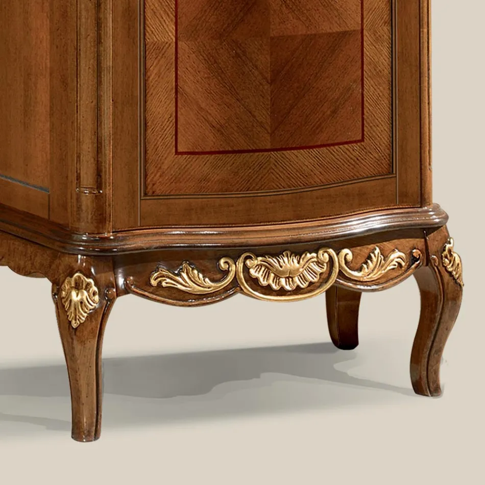 Klassisk vitrine i hvid valnød eller moka træ lavet i Italien - Chantilly Viadurini