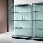 Vægmonteret vitrineskab i gennemsigtigt glas 2 døre med lås - Antonia Viadurini