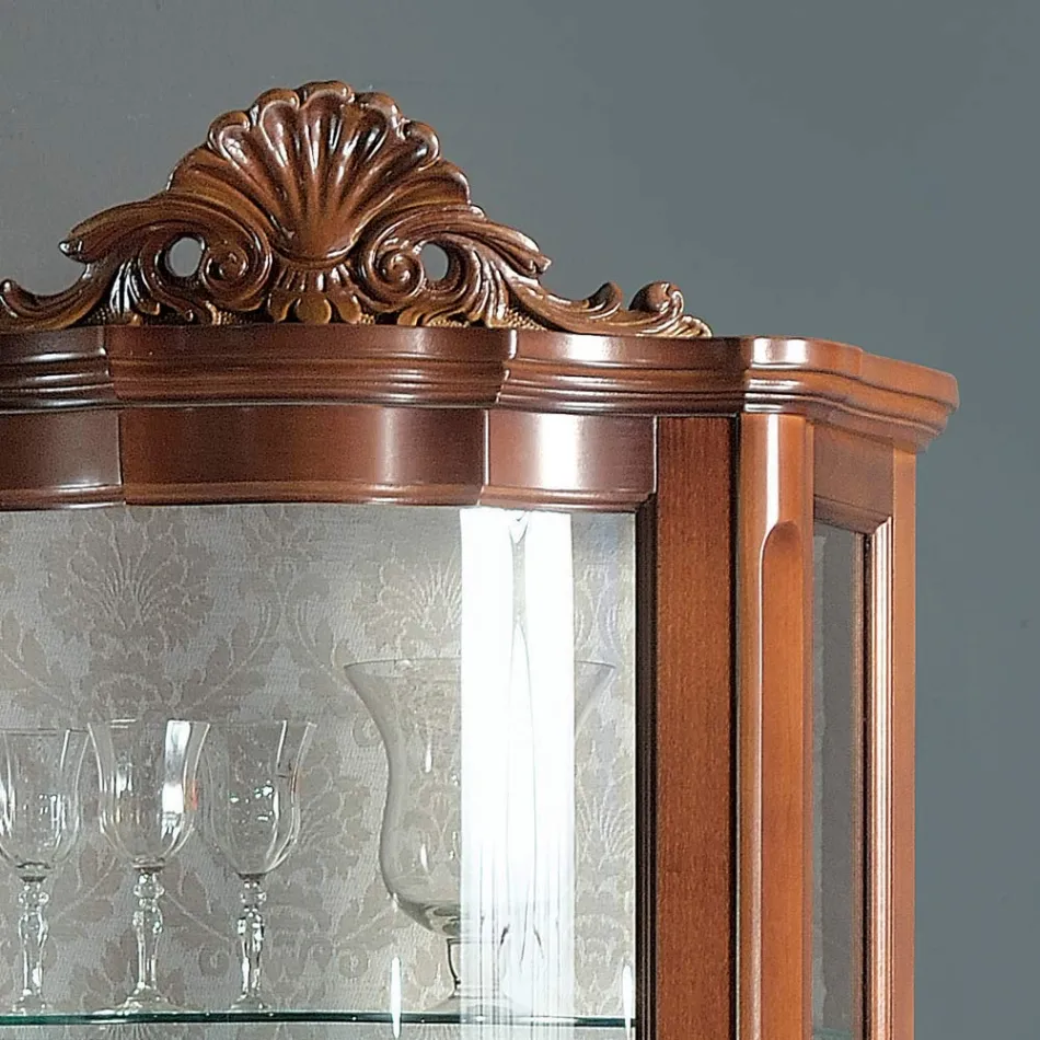 Stue Vitrineskab 1 dør og 2 træskuffer lavet i Italien - Leonor Viadurini