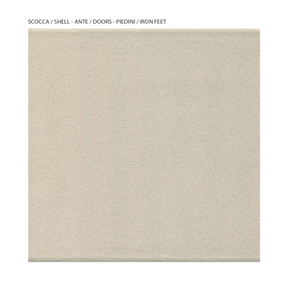 Stue vitrineskab med 1 låge i MDF, nikkel finish, Made in Italy - Hilde Viadurini