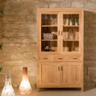 Sanda vitrineskab i massivt teaktræ med 4 døre og 3 skuffer Viadurini