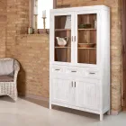 Sanda vitrineskab i massivt teaktræ med 4 døre og 3 skuffer Viadurini