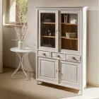 Massivt teaktræs vitrineskab med 4 døre og 3 skuffer - Aikido Viadurini