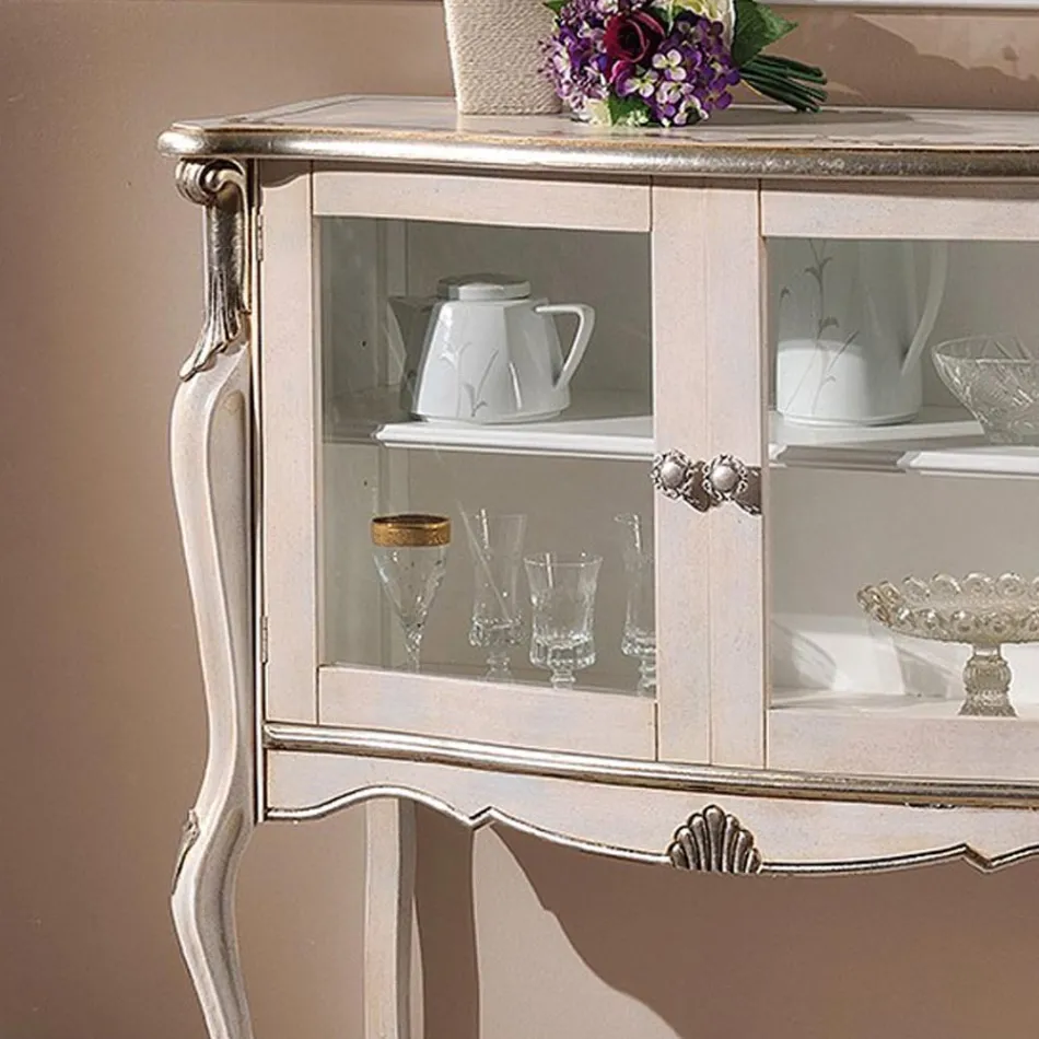 Living Room Showcase 2 døre i valnød eller hvidt træ lavet i Italien - London Viadurini