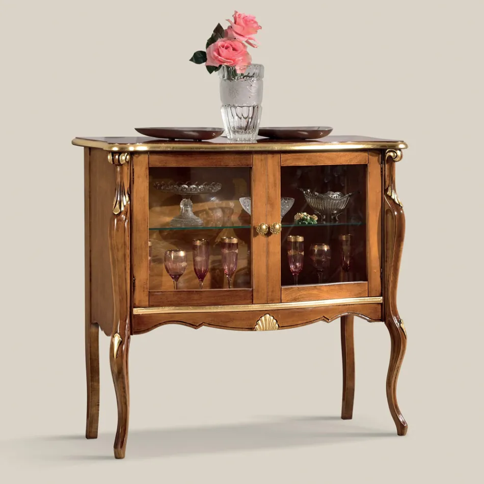 Living Room Showcase 2 døre i valnød eller hvidt træ lavet i Italien - London Viadurini