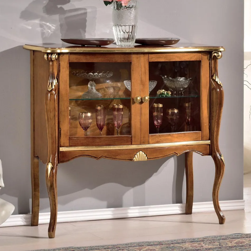 Living Room Showcase 2 døre i valnød eller hvidt træ lavet i Italien - London Viadurini