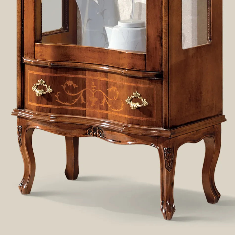 Klassisk stue udstillingsvindue valnøddetræ med dør lavet i Italien - Versaille Viadurini