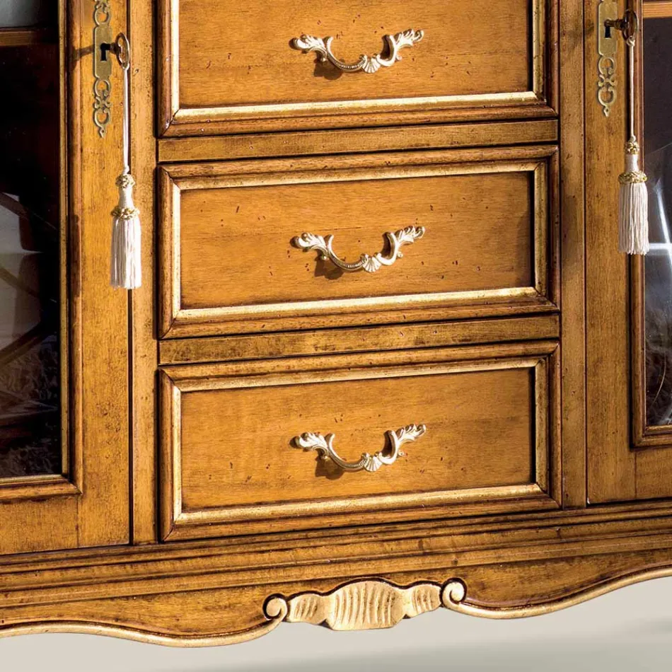 Stue Vitrineskab i træ med 2 låger og 5 skuffer lavet i Italien - Richard Viadurini