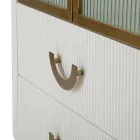 Vitrineskab i træ med top og afrundede indsatser med 2 låger og 2 skuffer - Rachel Viadurini