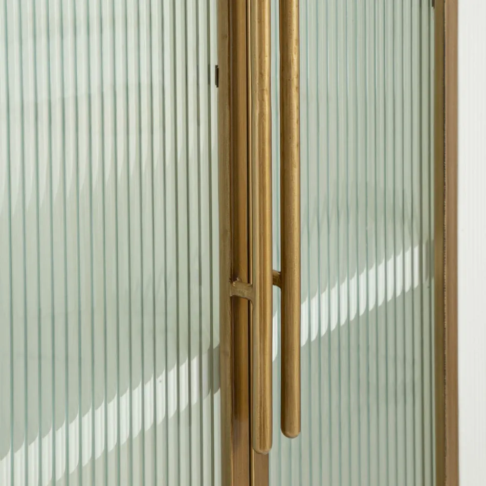 Vitrineskab i træ med top og afrundede indsatser med 2 låger og 2 skuffer - Rachel Viadurini