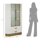 Vitrineskab i træ med top og afrundede indsatser med 2 låger og 2 skuffer - Rachel Viadurini