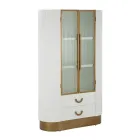 Vitrineskab i træ med top og afrundede indsatser med 2 låger og 2 skuffer - Rachel Viadurini