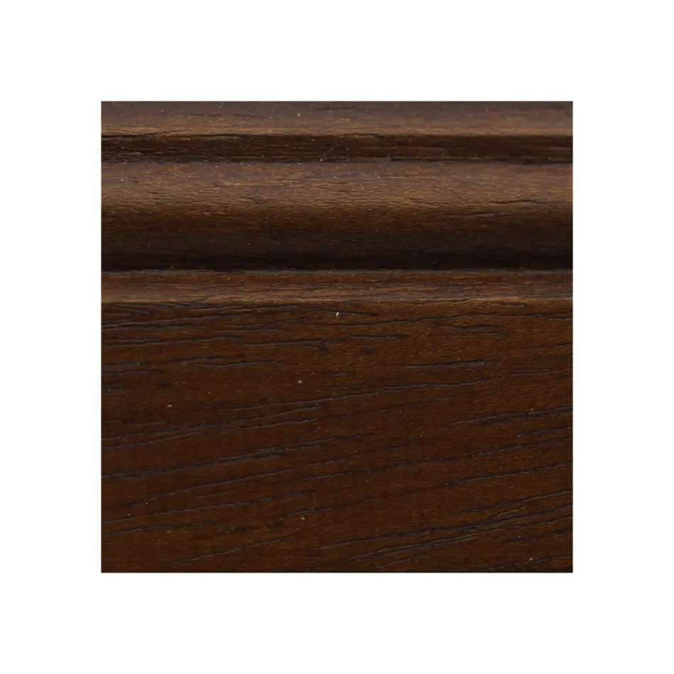 Vitrineskab i træ i patineret valnøddefinish med liljedekoration Made in Italy - Kvinder Viadurini