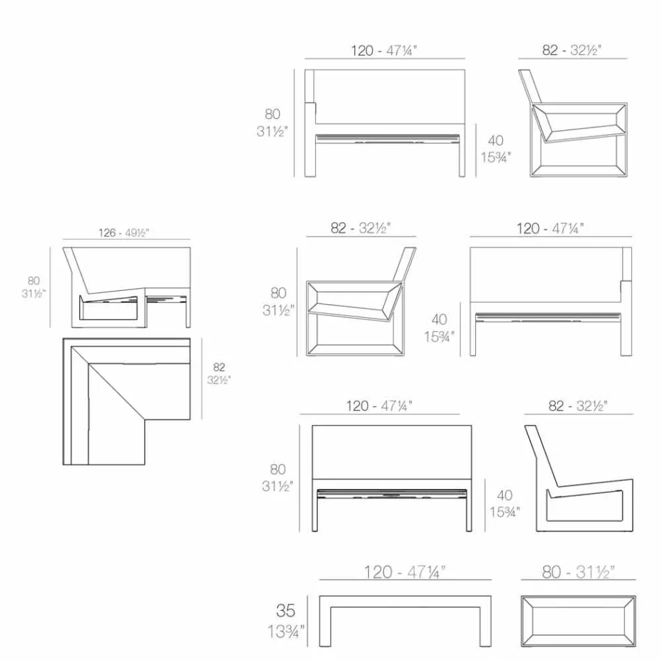 Vondom Frame haven lounge med moderne design Viadurini
