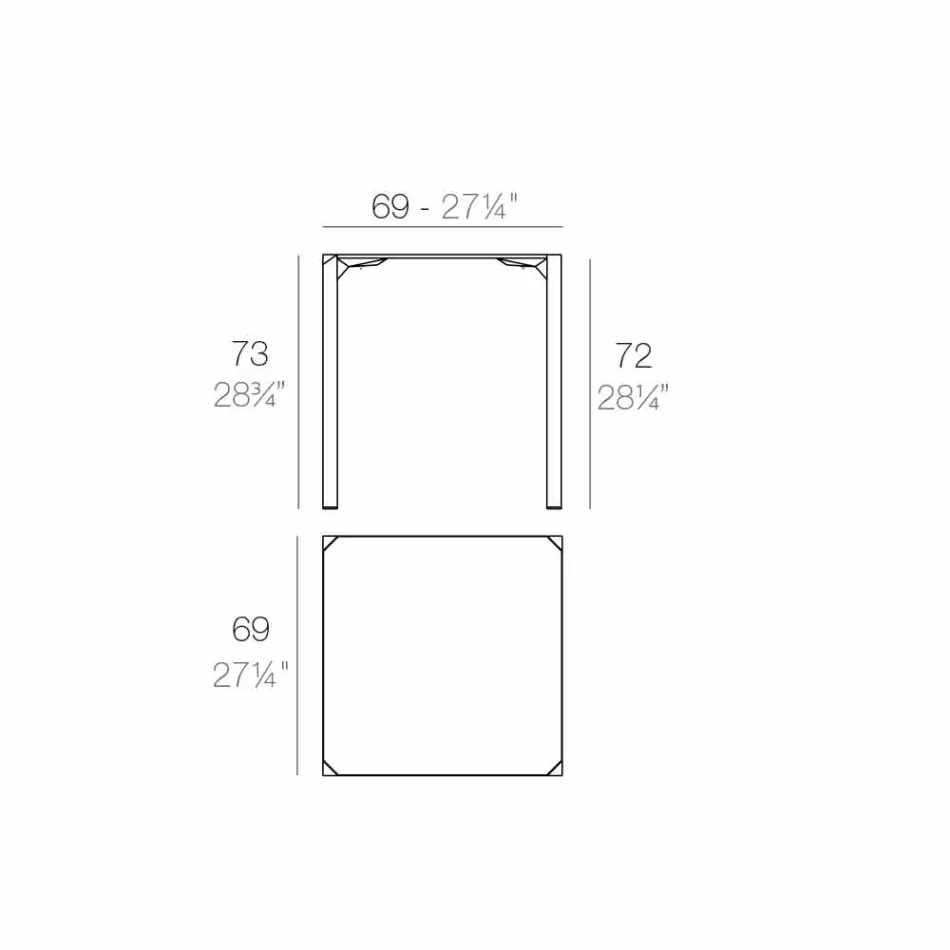 Vondom Quartz udendørs firkantet bord med moderne design Viadurini