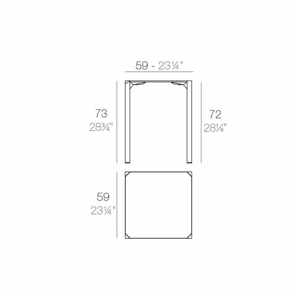 Vondom Quartz udendørs firkantet bord med moderne design Viadurini