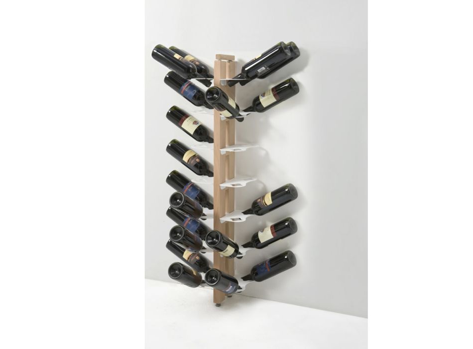 Zia Gaia dobbeltsidet gulvflaskeholder i træ og stål fastgjort til væggen Viadurini